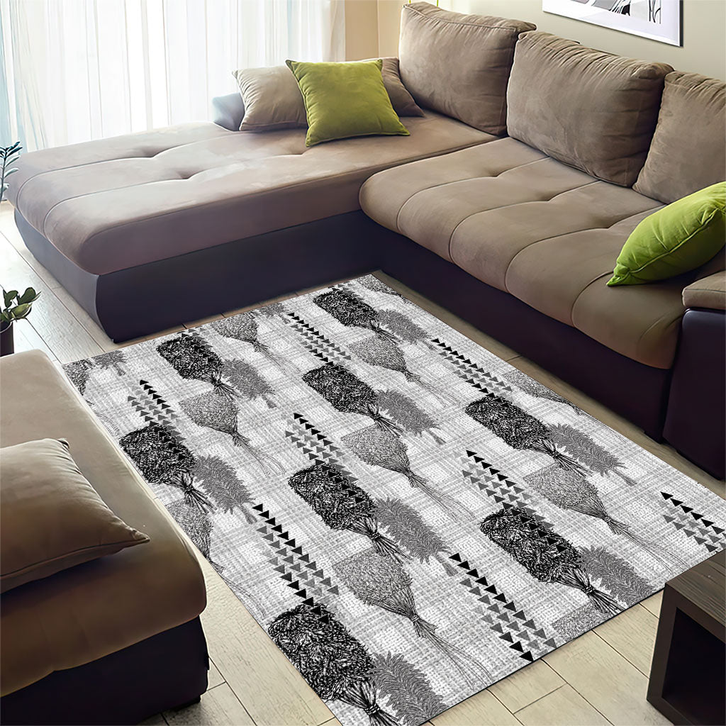 Aloha Hawaii Vintage Kahili Pa'a Lima Area Rug Palaka Print Hinahina
