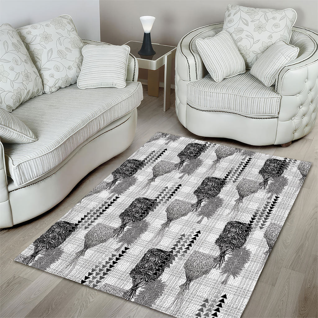 Aloha Hawaii Vintage Kahili Pa'a Lima Area Rug Palaka Print Hinahina