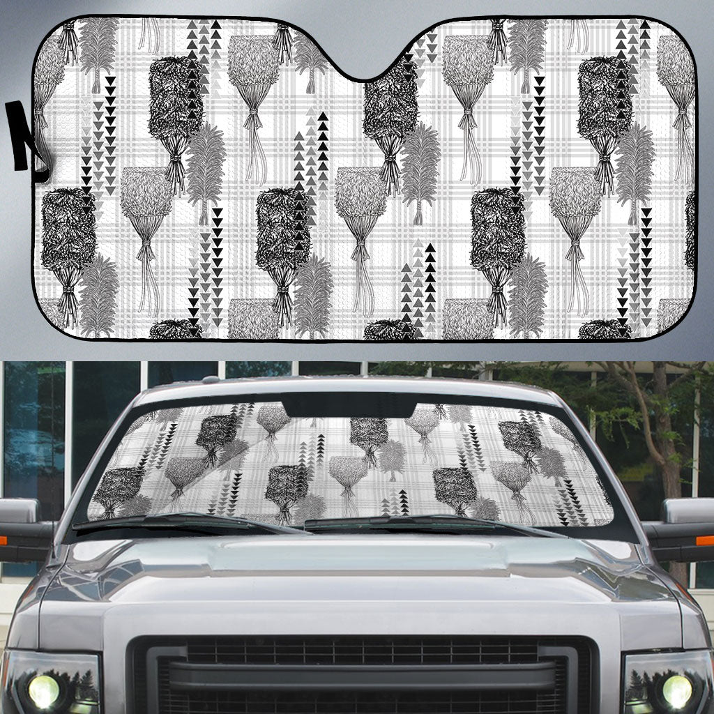 Aloha Hawaii Vintage Kahili Pa'a Lima Auto Sun Shade Palaka Print Hinahina