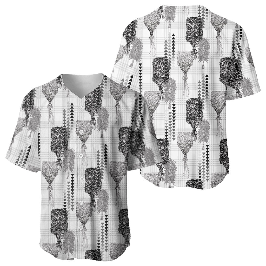 Aloha Hawaii Vintage Kahili Pa'a Lima Baseball Jersey Palaka Print Hinahina