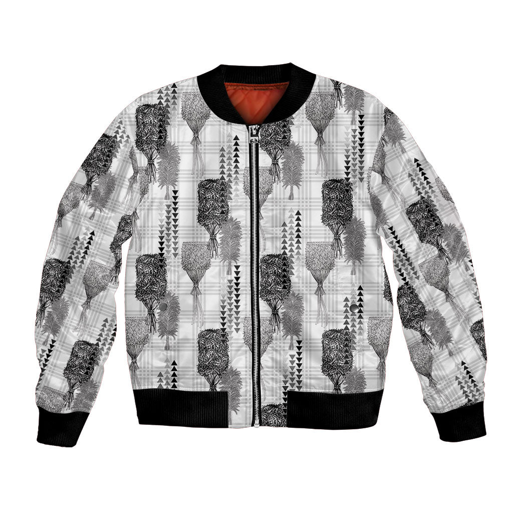 Aloha Hawaii Vintage Kahili Pa'a Lima Bomber Jacket Palaka Print Hinahina