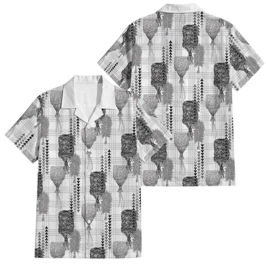 Aloha Hawaii Vintage Kahili Pa'a Lima Family Matching Off The Shoulder Long Sleeve Dress and Hawaiian Shirt Palaka Print Hinahina