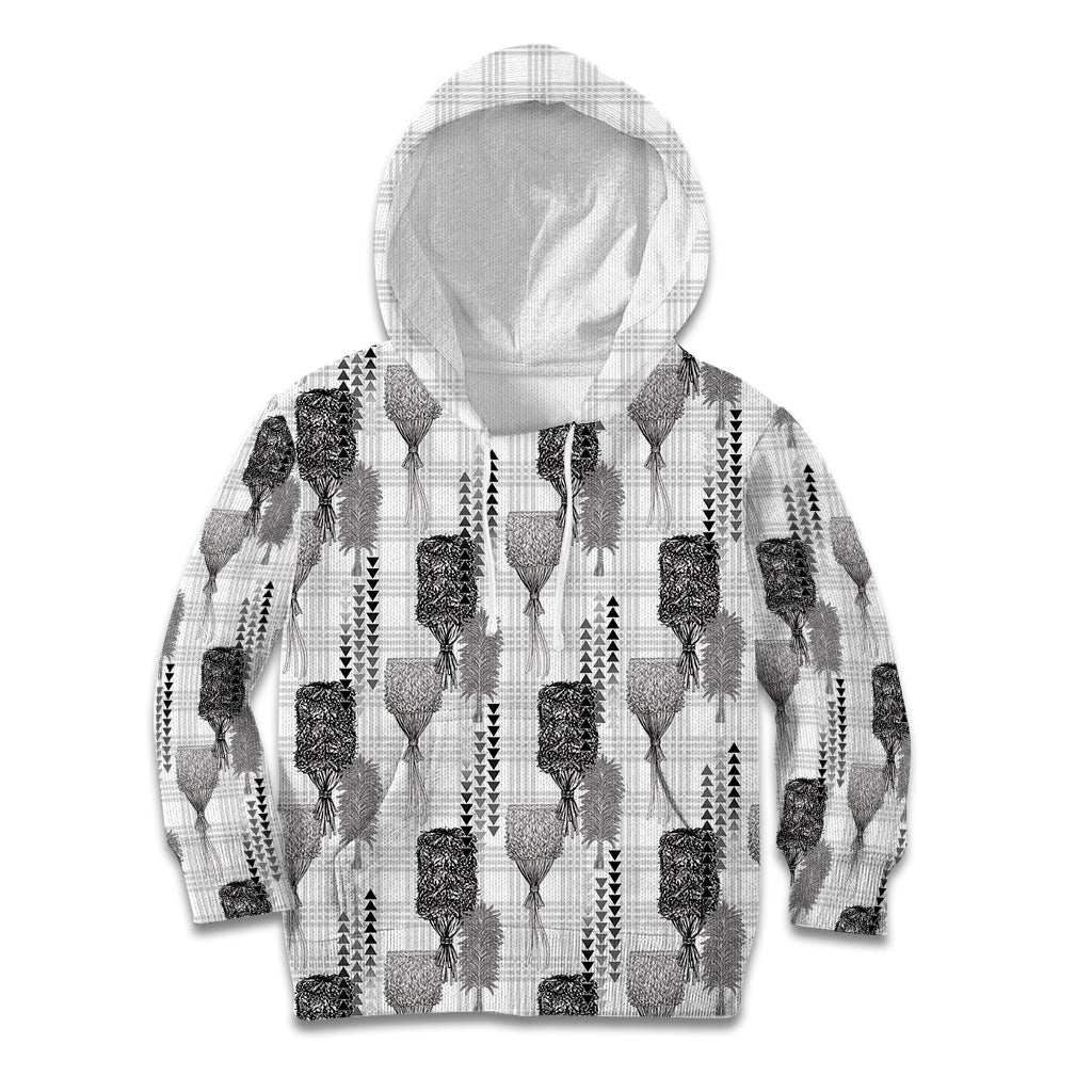 Aloha Hawaii Vintage Kahili Pa'a Lima Kid Hoodie Palaka Print Hinahina LT7 Hoodie Gray - Polynesian Pride