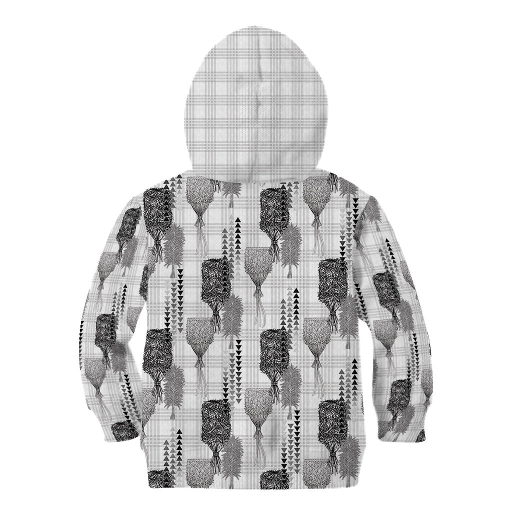 Aloha Hawaii Vintage Kahili Pa'a Lima Kid Hoodie Palaka Print Hinahina