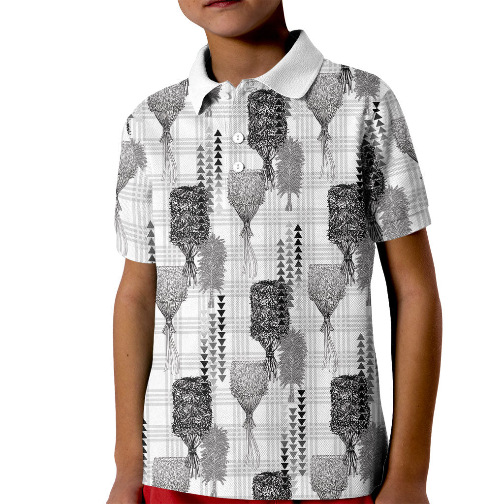 Aloha Hawaii Vintage Kahili Pa'a Lima Kid Polo Shirt Palaka Print Hinahina