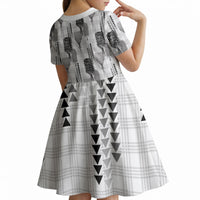 Aloha Hawaii Vintage Kahili Pa'a Lima Kid Short Sleeve Dress Palaka Print Hinahina