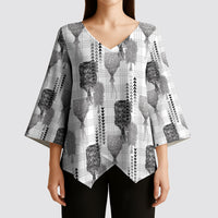 Aloha Hawaii Vintage Kahili Pa'a Lima Kimono Sleeve Blouse Palaka Print Hinahina