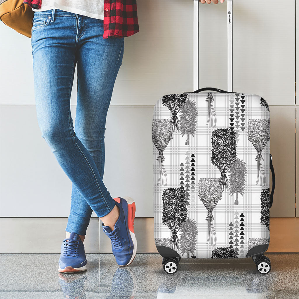Aloha Hawaii Vintage Kahili Pa'a Lima Luggage Cover Palaka Print Hinahina