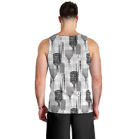 Aloha Hawaii Vintage Kahili Pa'a Lima Men Tank Top Palaka Print Hinahina