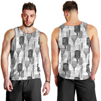 Aloha Hawaii Vintage Kahili Pa'a Lima Men Tank Top Palaka Print Hinahina
