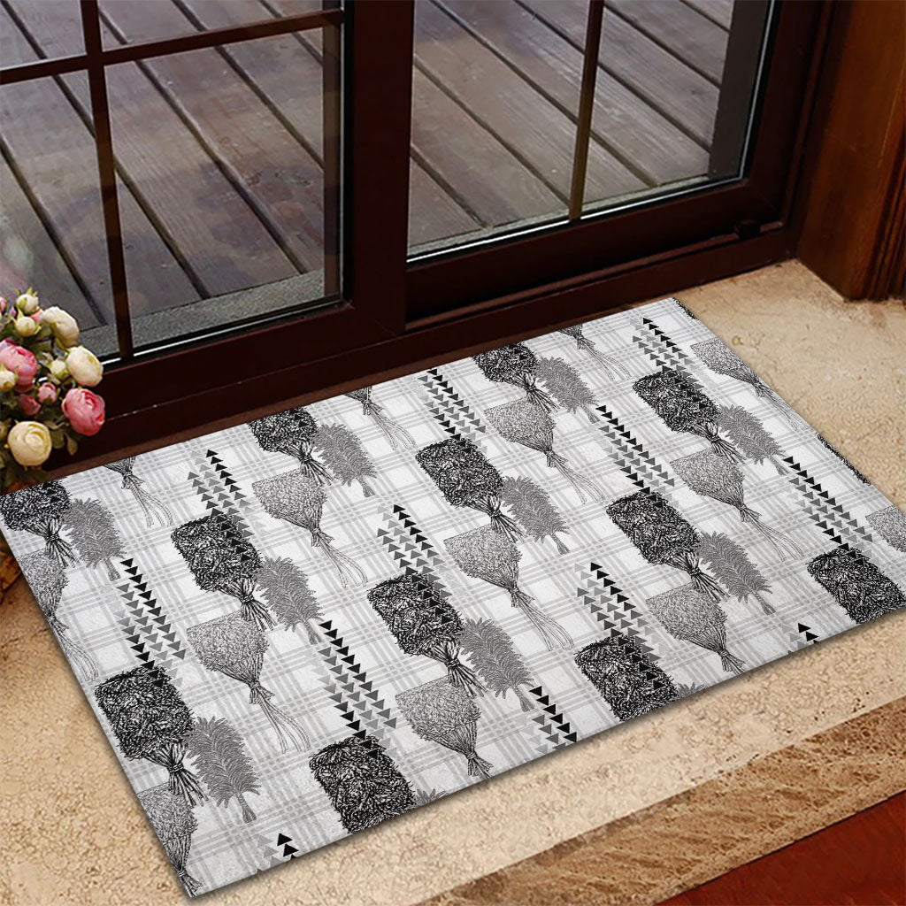 Aloha Hawaii Vintage Kahili Pa'a Lima Rubber Doormat Palaka Print Hinahina