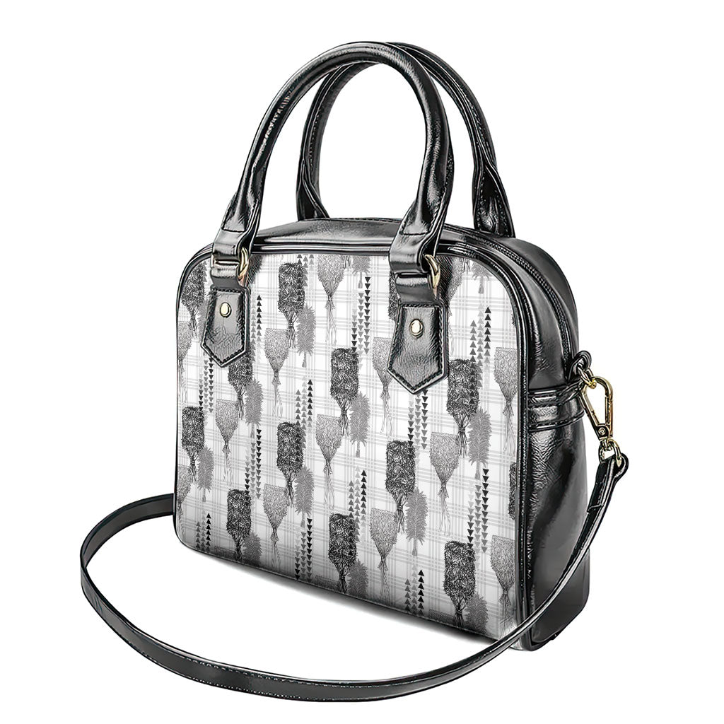 Aloha Hawaii Vintage Kahili Pa'a Lima Shoulder Handbag Palaka Print Hinahina