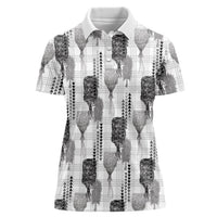 Aloha Hawaii Vintage Kahili Pa'a Lima Women Polo Shirt Palaka Print Hinahina