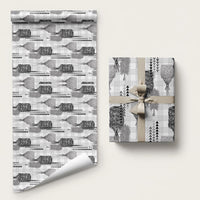 Aloha Hawaii Vintage Kahili Pa'a Lima Wrapping Paper Palaka Print Hinahina