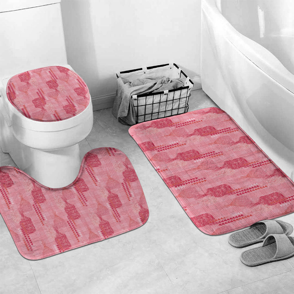 Aloha Hawaii Vintage Kahili Pa'a Lima Bathroom Set Palaka Print Berry Pink