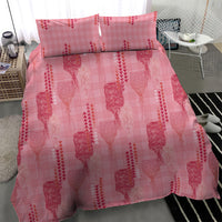 Aloha Hawaii Vintage Kahili Pa'a Lima Bedding Set Palaka Print Berry Pink