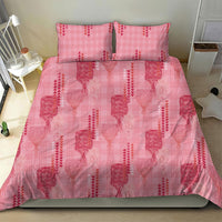 Aloha Hawaii Vintage Kahili Pa'a Lima Bedding Set Palaka Print Berry Pink