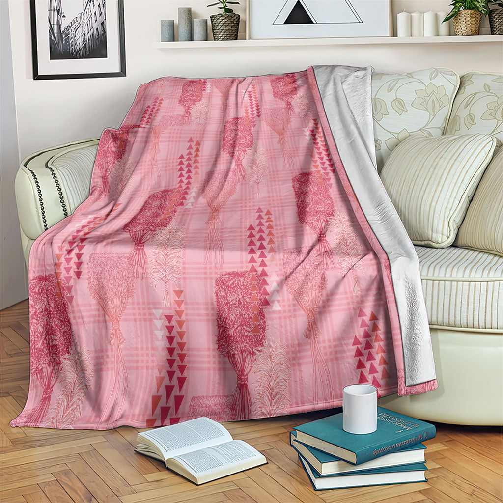 Aloha Hawaii Vintage Kahili Pa'a Lima Blanket Palaka Print Berry Pink