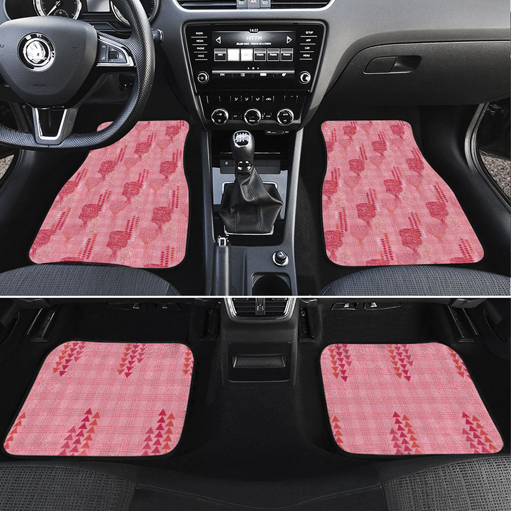 Aloha Hawaii Vintage Kahili Pa'a Lima Car Mats Palaka Print Berry Pink