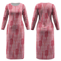 Aloha Hawaii Vintage Kahili Pa'a Lima Couples Matching Long Sleeve Bodycon Dress and Hawaiian Shirt Palaka Print Berry Pink