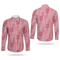Aloha Hawaii Vintage Kahili Pa'a Lima Couples Matching Summer Maxi Dress and Long Sleeve Button Shirt Palaka Print Berry Pink