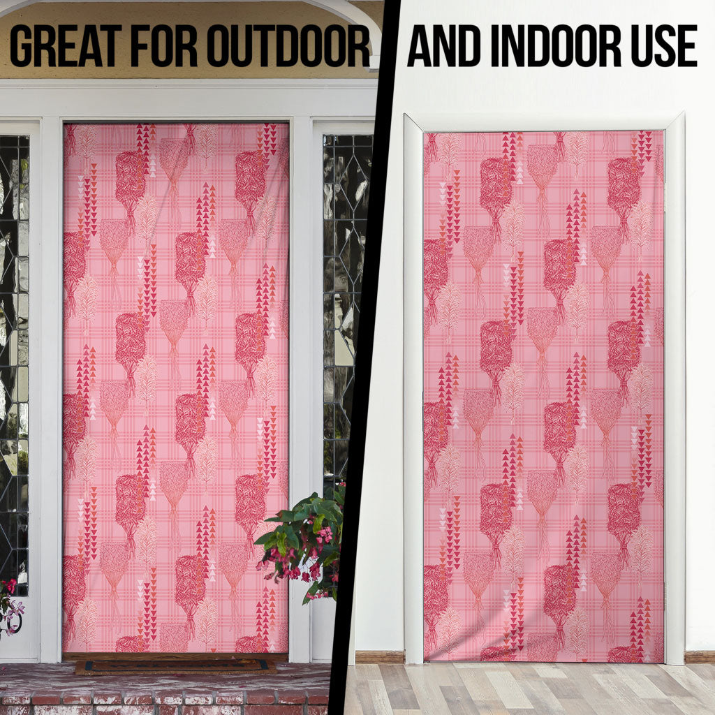 Aloha Hawaii Vintage Kahili Pa'a Lima Door Cover Palaka Print Berry Pink
