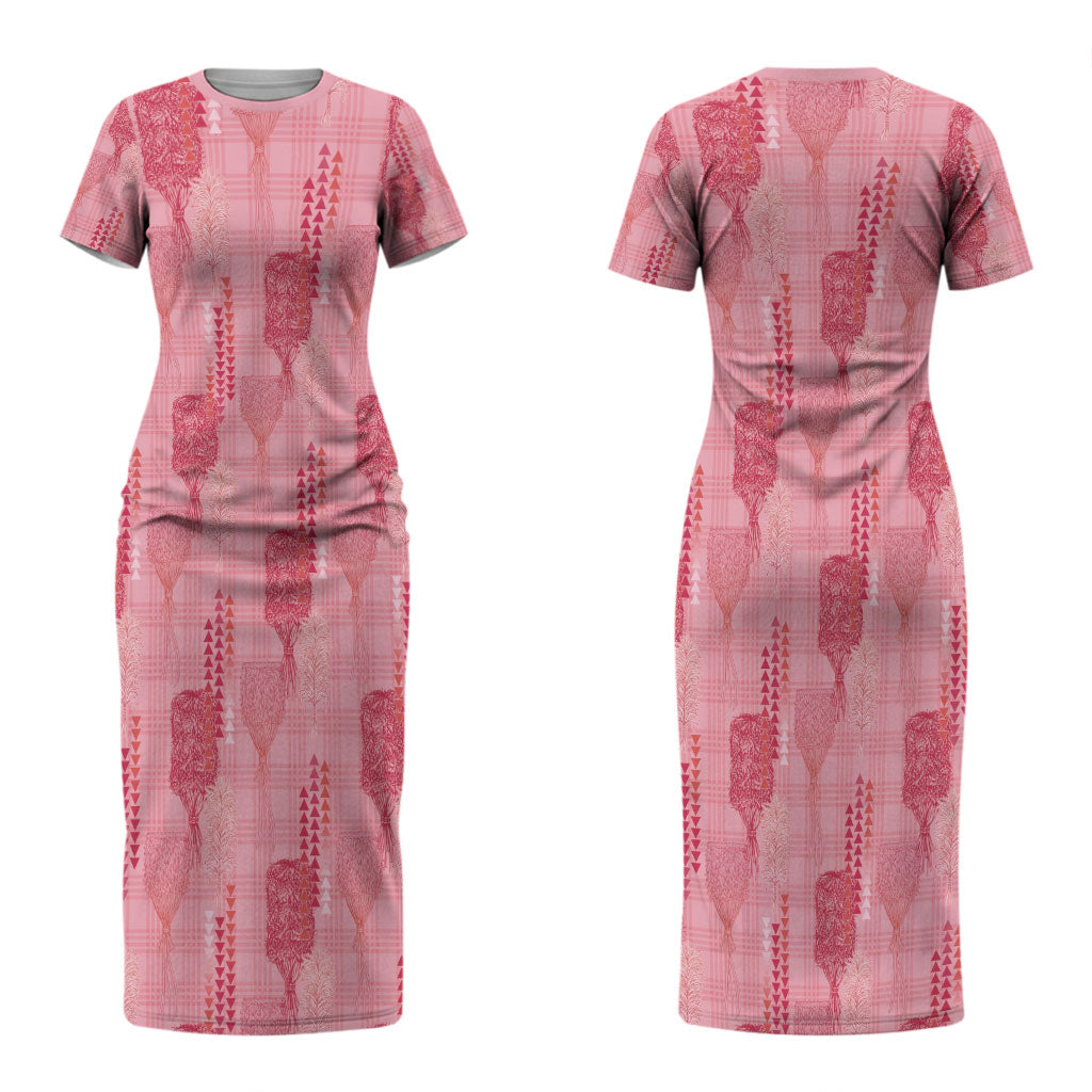 Aloha Hawaii Vintage Kahili Pa'a Lima Family Matching Short Sleeve Bodycon Dress and Hawaiian Shirt Palaka Print Berry Pink