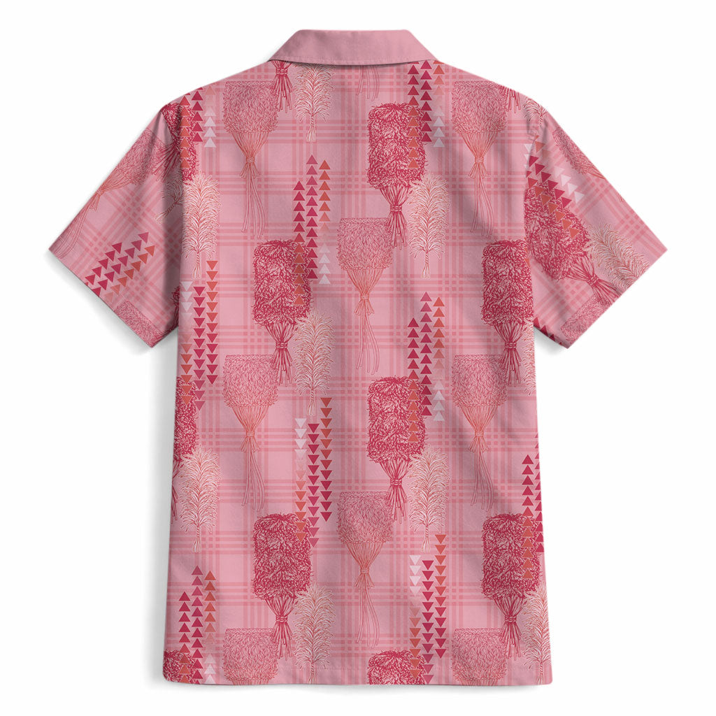 Aloha Hawaii Vintage Kahili Pa'a Lima Hawaiian Shirt Palaka Print Berry Pink