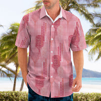 Aloha Hawaii Vintage Kahili Pa'a Lima Hawaiian Shirt Palaka Print Berry Pink