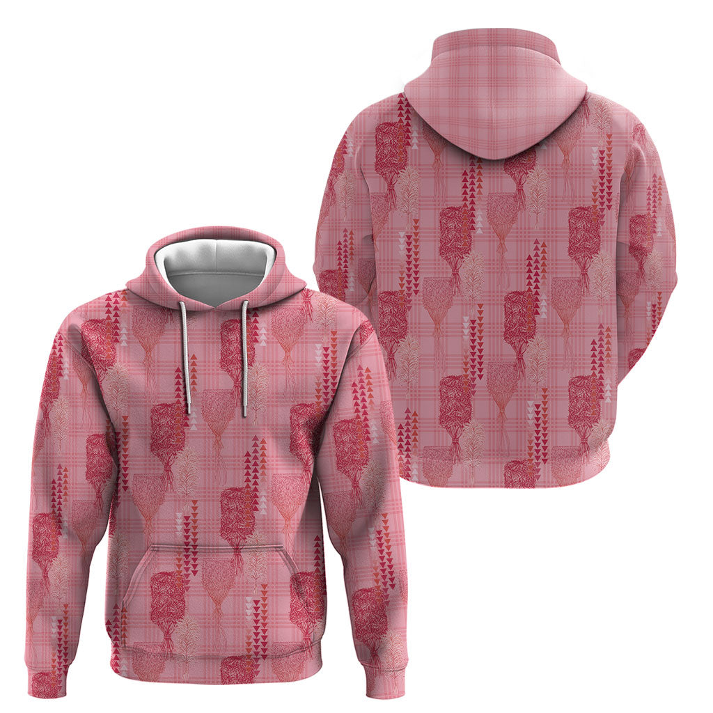 Aloha Hawaii Vintage Kahili Pa'a Lima Hoodie Palaka Print Berry Pink