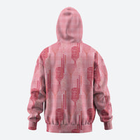 Aloha Hawaii Vintage Kahili Pa'a Lima Hoodie Palaka Print Berry Pink
