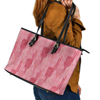 Aloha Hawaii Vintage Kahili Pa'a Lima Leather Tote Bag Palaka Print Berry Pink