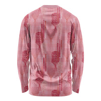 Aloha Hawaii Vintage Kahili Pa'a Lima Long Sleeve Shirt Palaka Print Berry Pink