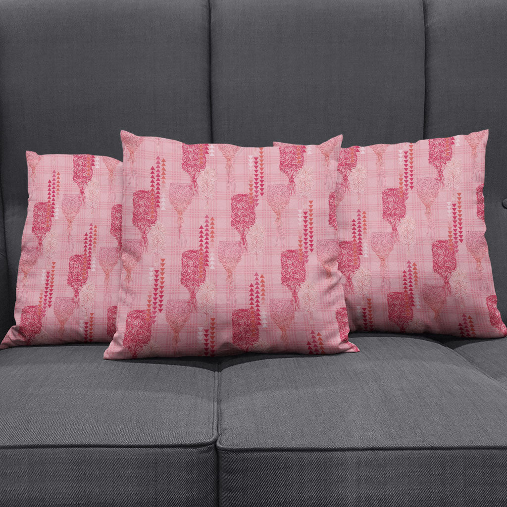 Aloha Hawaii Vintage Kahili Pa'a Lima Pillow Cover Palaka Print Berry Pink