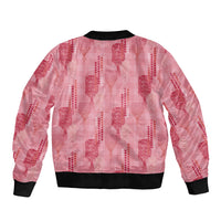 Aloha Hawaii Vintage Kahili Pa'a Lima Sleeve Zip Bomber Jacket Palaka Print Berry Pink