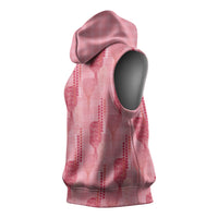 Aloha Hawaii Vintage Kahili Pa'a Lima Sleeveless Hoodie Palaka Print Berry Pink