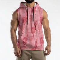 Aloha Hawaii Vintage Kahili Pa'a Lima Sleeveless Hoodie Palaka Print Berry Pink