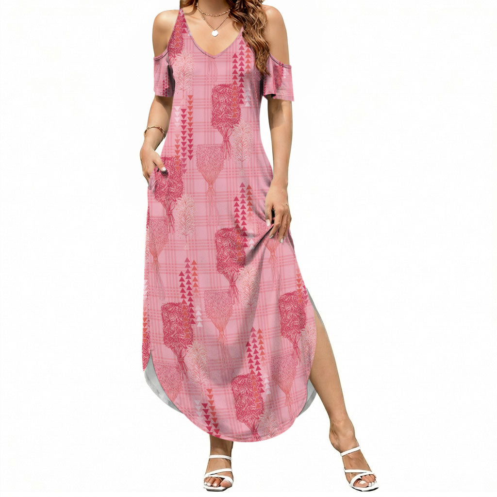 Aloha Hawaii Vintage Kahili Pa'a Lima Summer Maxi Dress Palaka Print Berry Pink