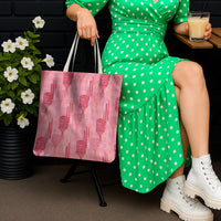 Aloha Hawaii Vintage Kahili Pa'a Lima Tote Bag Palaka Print Berry Pink