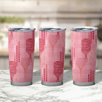 Aloha Hawaii Vintage Kahili Pa'a Lima Tumbler Cup Palaka Print Berry Pink