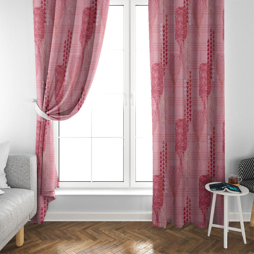 Aloha Hawaii Vintage Kahili Pa'a Lima Window Curtain Palaka Print Berry Pink