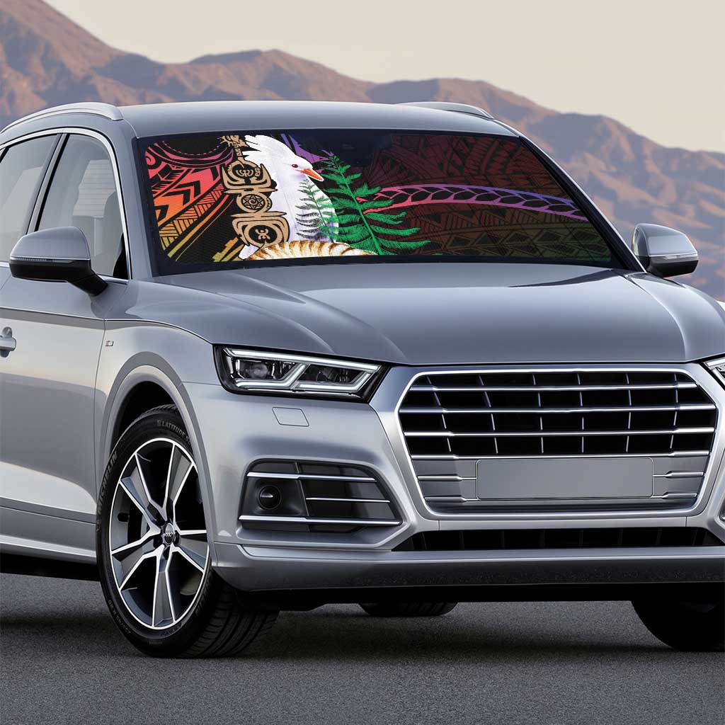 New Caledonia Kanaky Personalized Auto Sun Shade Kagu Bird Emblem - Polynesian Pride