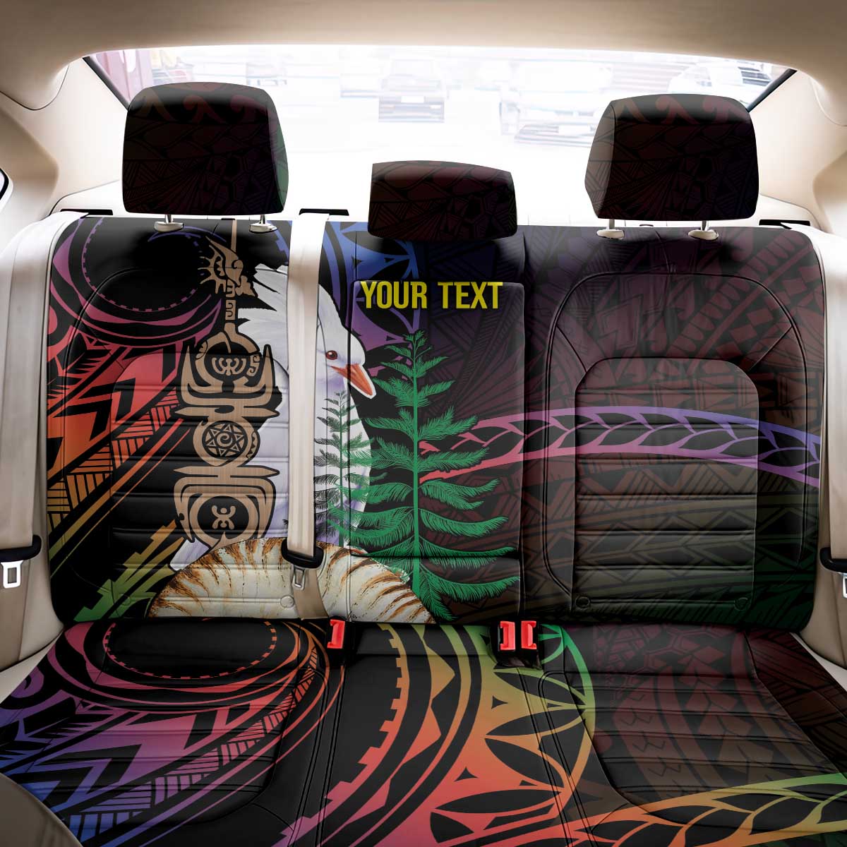 New Caledonia Kanaky Personalized Back Car Seat Cover Kagu Bird Emblem - Polynesian Pride