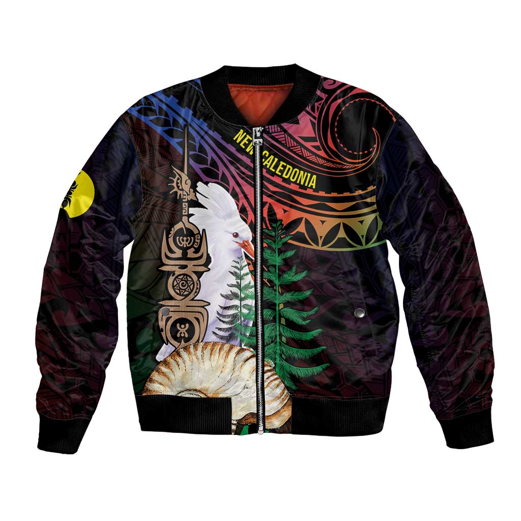 New Caledonia Kanaky Personalized Bomber Jacket Kagu Bird Emblem - Polynesian Pride