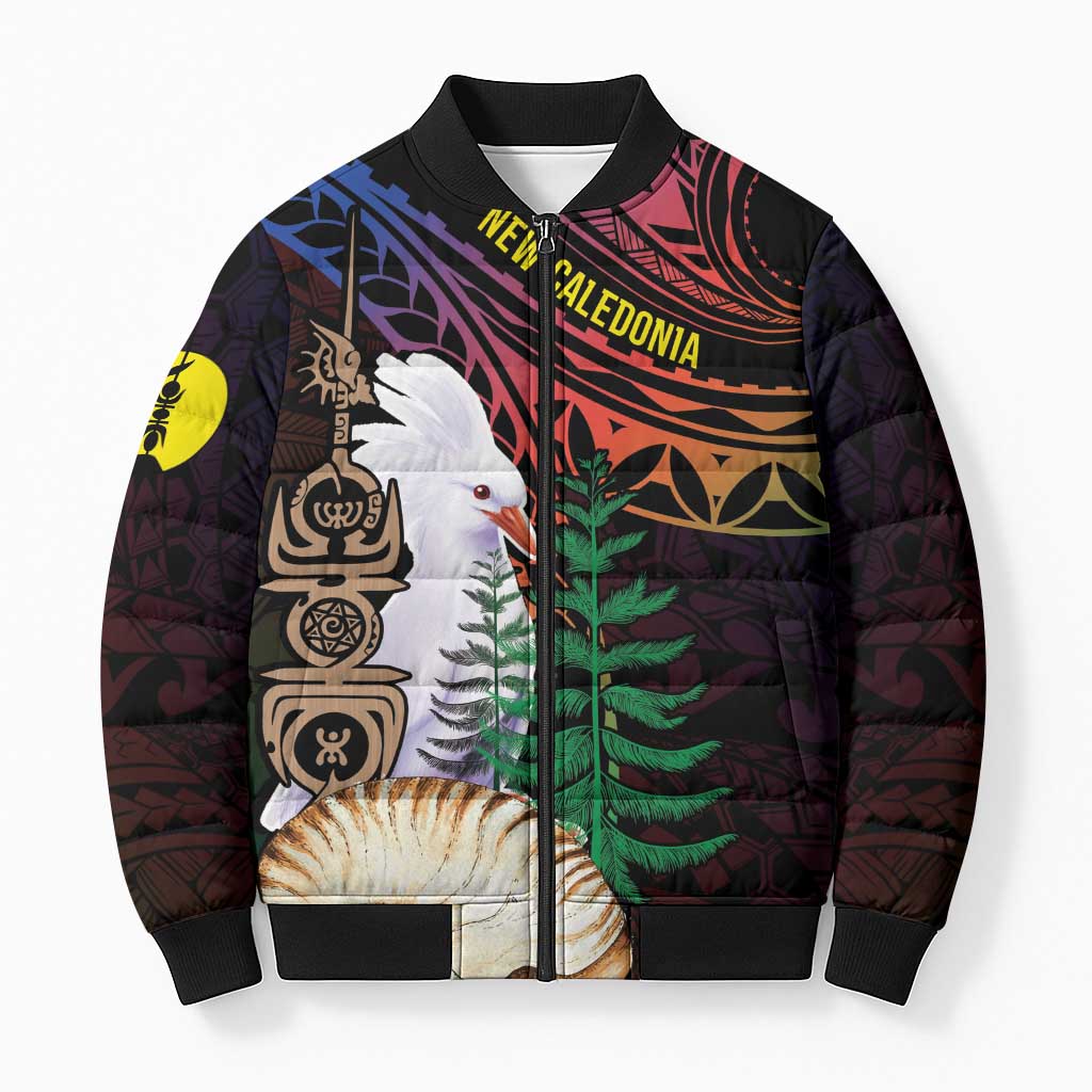 New Caledonia Kanaky Personalized Bomber Puffer Jacket Kagu Bird Emblem - Polynesian Pride