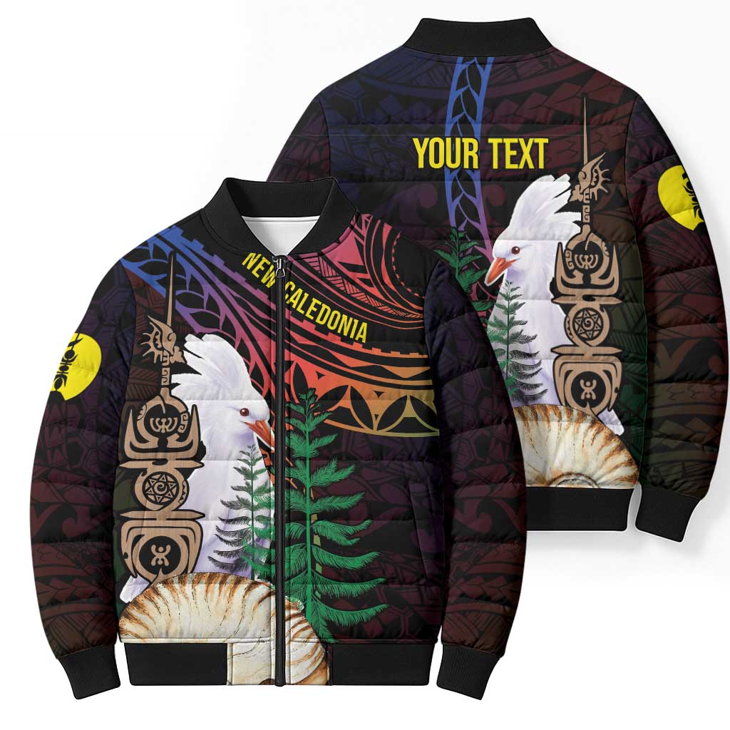 New Caledonia Kanaky Personalized Bomber Puffer Jacket Kagu Bird Emblem - Polynesian Pride