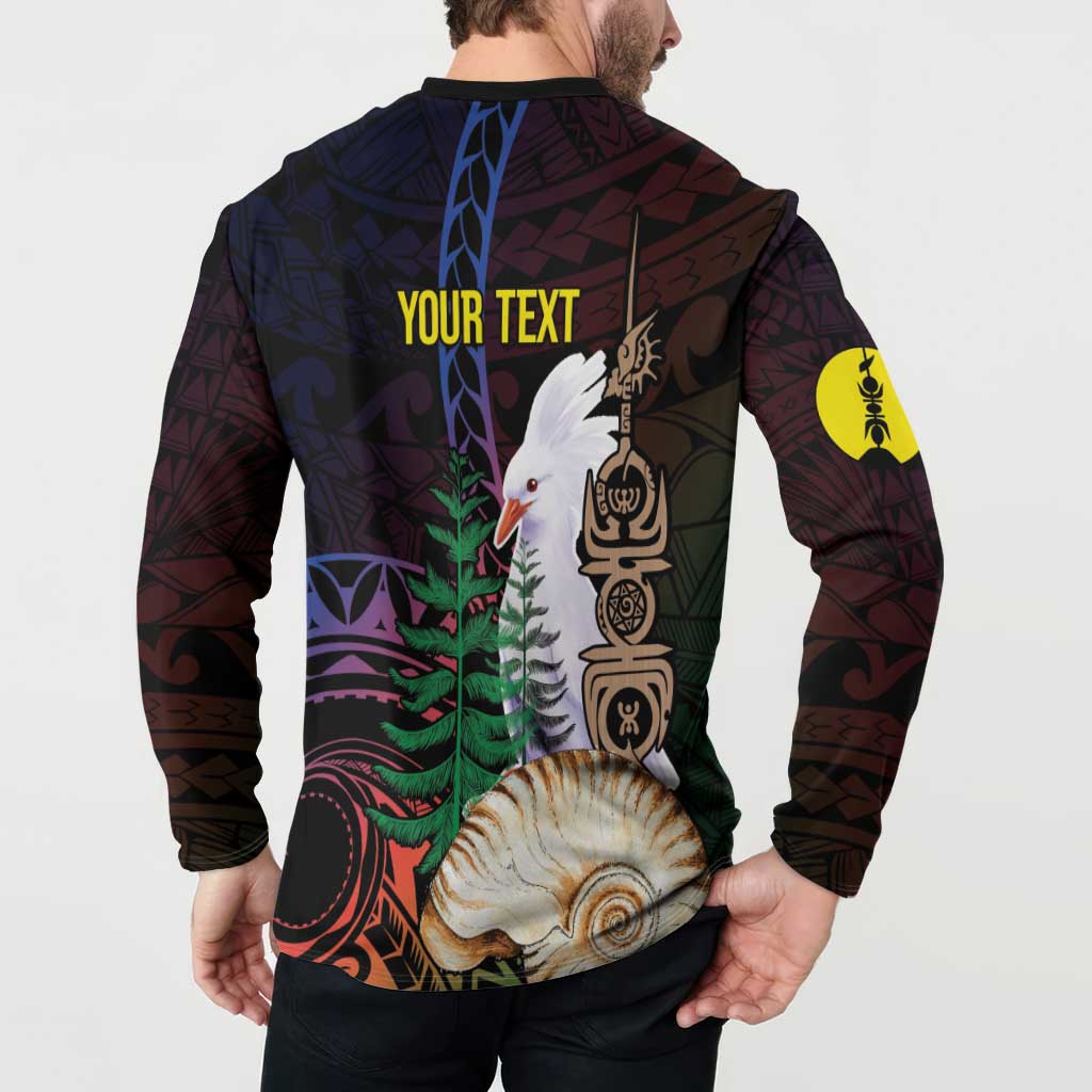 New Caledonia Kanaky Personalized Button Sweatshirt Kagu Bird Emblem - Polynesian Pride