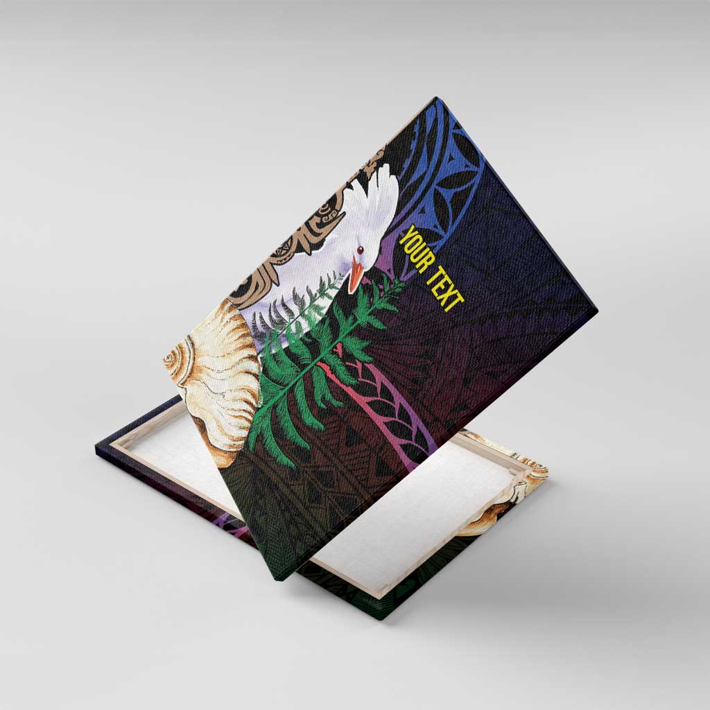 New Caledonia Kanaky Personalized Canvas Wall Art Kagu Bird Emblem - Polynesian Pride