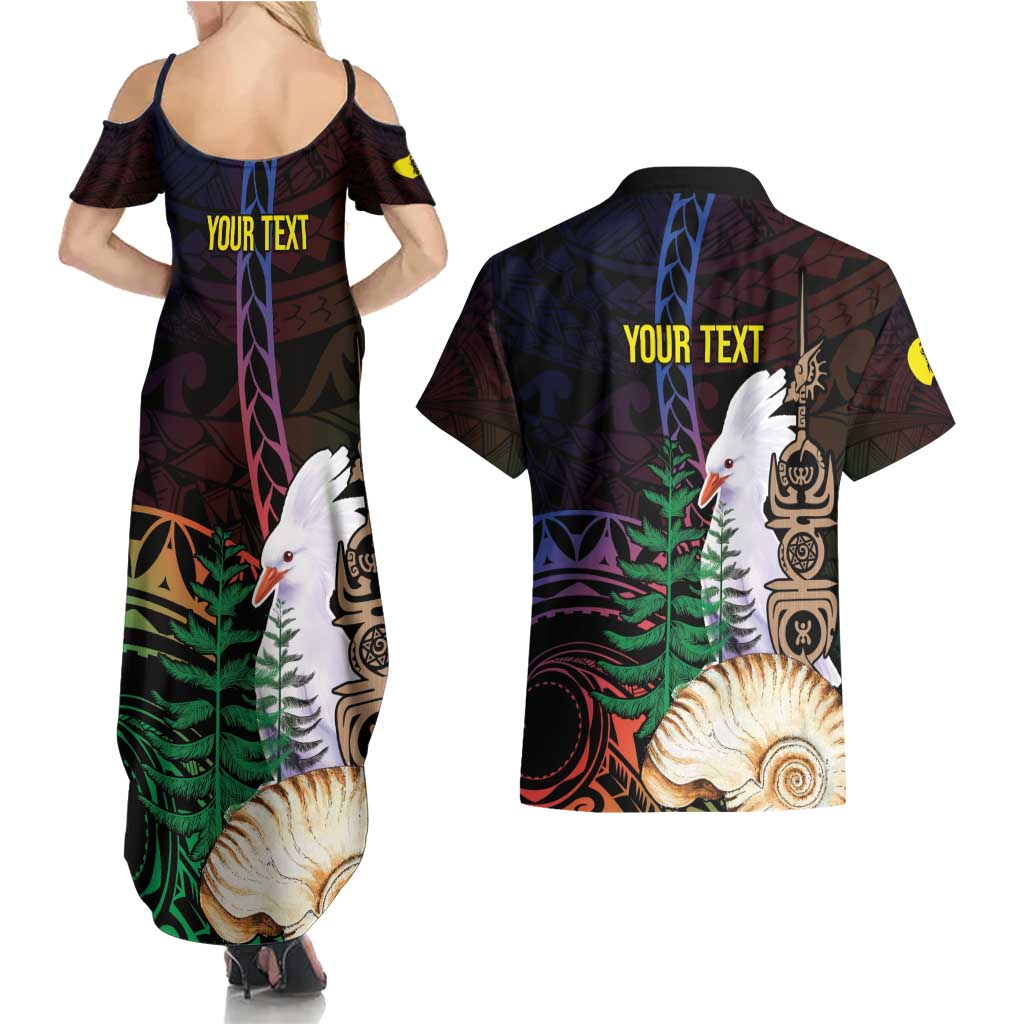 New Caledonia Kanaky Personalized Couples Matching Summer Maxi Dress and Hawaiian Shirt Kagu Bird Emblem - Polynesian Pride