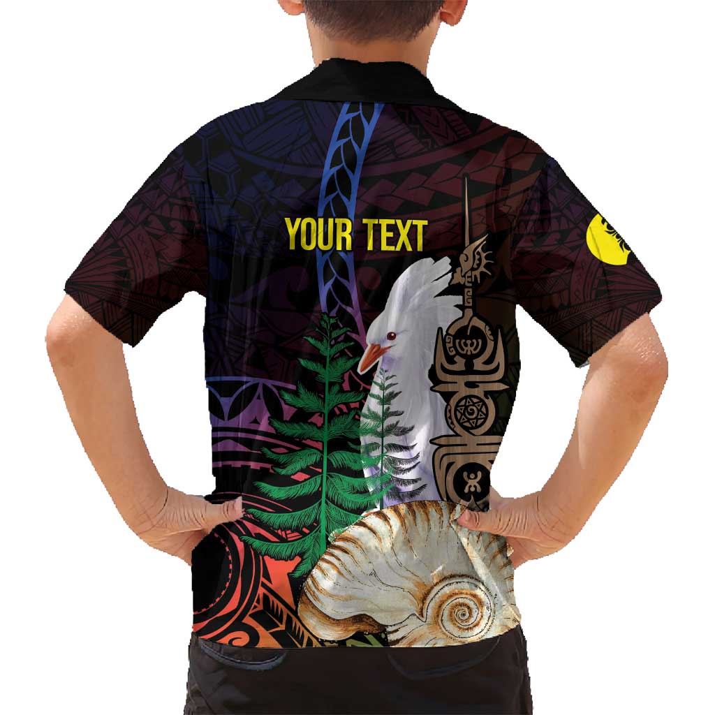 New Caledonia Kanaky Personalized Family Matching Puletasi and Hawaiian Shirt Kagu Bird Emblem - Polynesian Pride